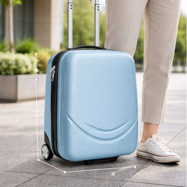 Твърд ABS АВИО куфар за ръчен багаж TRANSIT LIGHT BLUE  42/32/16 см